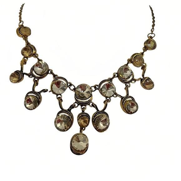 Steller Crystal Oval Faceted Stone Bib Necklace – Made in Brazil - Picture 1 of 3